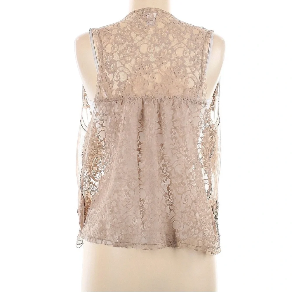 Chico’s Jeweled Beige Lace Vest size M - Picture 2 of 3